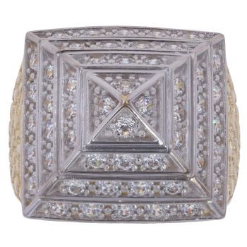 9ct Yellow Gold Cubic Zirconia Pyramid Ring