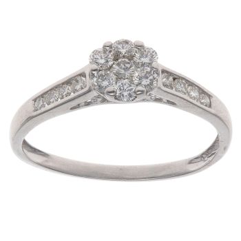 9ct White Gold 0.50ct Brilliant Cut Diamond Cluster Ring