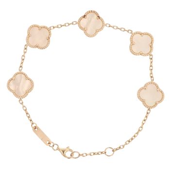 9ct Yellow Gold Mother of Pearl Petal Bracelet 7.5"