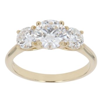 9ct Yellow Gold 2.30ct Brilliant Cut Lab Grown Diamond Trilogy Ring