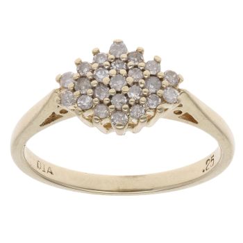 9ct Yellow Gold 0.25ct Brilliant Cut Diamond Cluster Ring