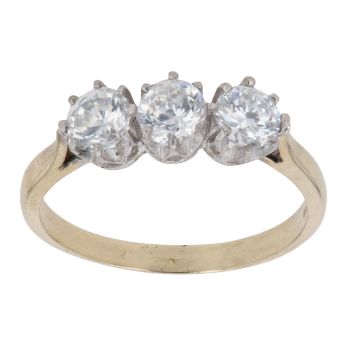 9ct Yellow Gold Cubic Zirconia Three Stone Ring