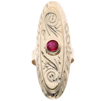 14ct Yellow Gold Red Gemstone Fancy Ring