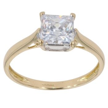 18ct Yellow Gold Cubic Zirconia Solitaire Ring