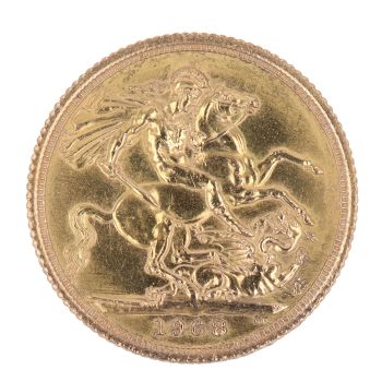 1968 Elizabeth II First Portrait UK Full Sovereign Coin