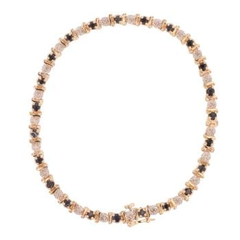 9ct Yellow Gold 0.10ct Diamond And Sapphire Bracelet 7"