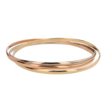 18ct Yellow, White and Rose Gold Tri-Set Russian Bangle