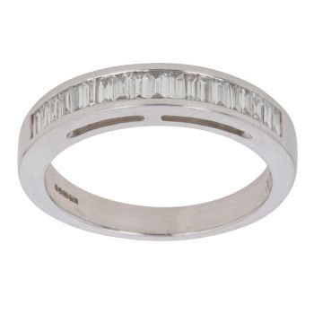 18ct White Gold 0.47ct Baguette Cut Diamond Half Eternity Ring