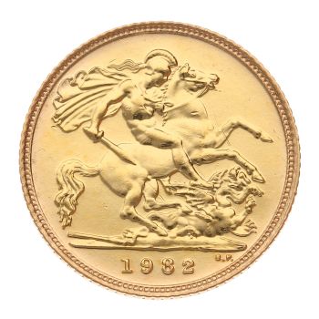 1982 Elizabeth II Decimal Portrait UK Half Sovereign Coin