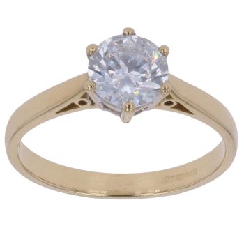 18ct Yellow Gold Cubic Zirconia Solitaire Ring