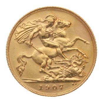 1907 Edward VII Large Head UK Half Sovereign Coin