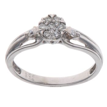 9ct White Gold 0.15ct Diamond Cluster Ring