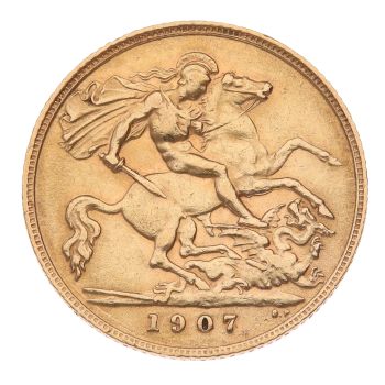 1907 Edward VII Large Head UK Half Sovereign Coin