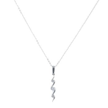 9ct White Gold Cubic Zirconia Pendant and Chain 18"