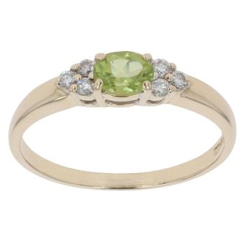 9ct Yellow Gold 0.10ct Diamond and Peridot Dress Ring