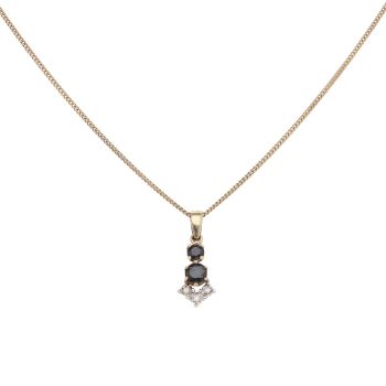 9ct Yellow Gold 0.03ct Diamond And Sapphire Pendant And Chain 7"