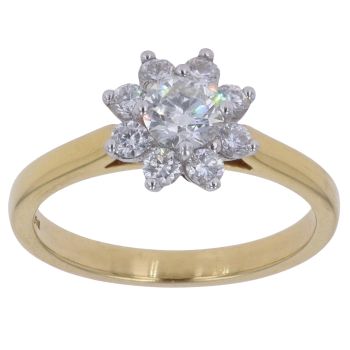 18ct Yellow Gold 0.75ct Brilliant Cut Diamond Cluster Ring