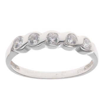 Silver Cubic Zirconia Five Stone Ring By Icesia
