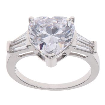 Silver Cubic Zirconia Heat Fancy Ring