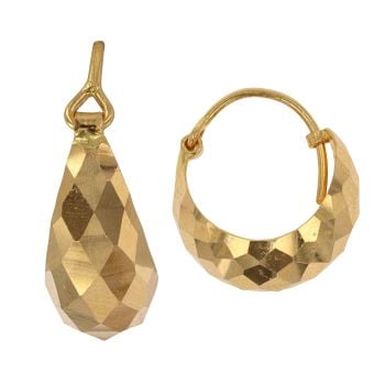 22ct Yellow Gold Faceted Basket Hoop Earrings