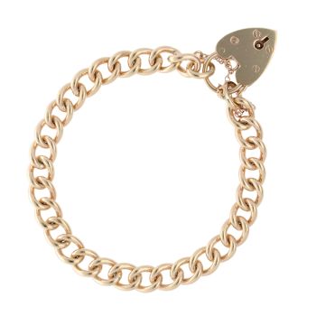 9ct Yellow Gold Heart Charm Bracelet 7"