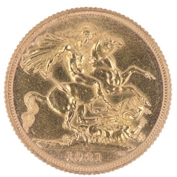 1981 Elizabeth II Decimal Portrait UK Full Sovereign Coin