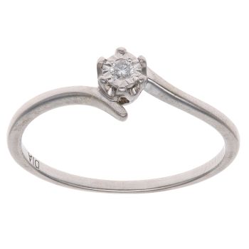 9ct White Gold 0.05ct Diamond Solitaire Ring