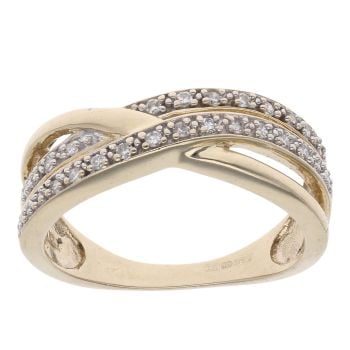 9ct Yellow Gold 0.15ct Diamond Crossover Ring