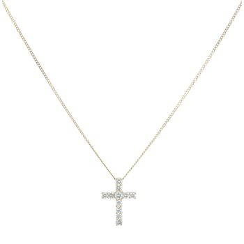 18ct Yellow Gold 0.33ct Brilliant Cut Diamond Cross Pendant and Chain 20"