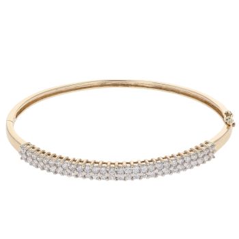 9ct Yellow Gold Cubic Zirconia Two Row Bangle