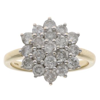 9ct Yellow Gold 1.50ct Brilliant Cut Diamond Cluster Ring
