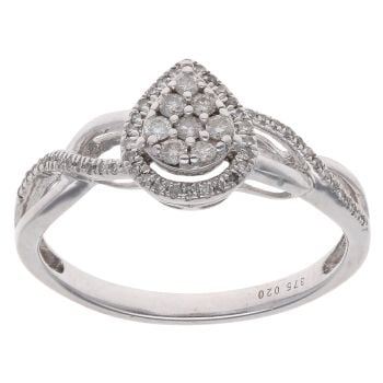 9ct White Gold 0.20ct Brilliant Cut Diamond Cluster Ring