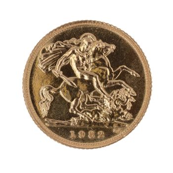 1982 Elizabeth II Decimal Portrait UK Half Sovereign Coin