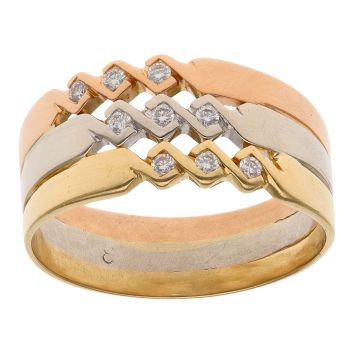 18ct Yellow White and Rose Gold 0.10ct Brilliant Cut Diamond Fancy Ring