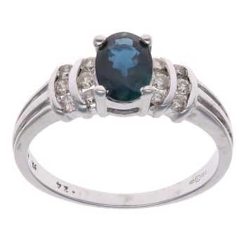 9ct White Gold 0.24ct Diamond and Sapphire Cluster Ring