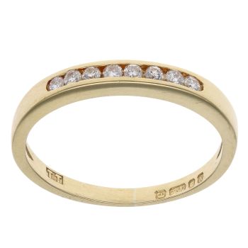 18ct Yellow Gold 0.15ct Brilliant Cut Diamond Half Eternity Ring
