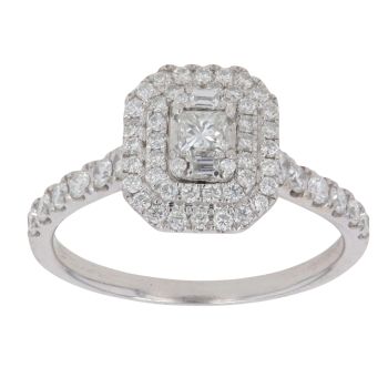 18ct White Gold 1.25ct Brilliant, Baguette and Princess Cut Diamond Cluster Ring