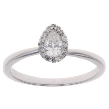 9ct White Gold 0.50ct Pear And Brilliant Cut Diamond Cluster Ring