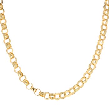 Sterling Silver Gold Plated Plain And Patterned Belcher Chain 24"