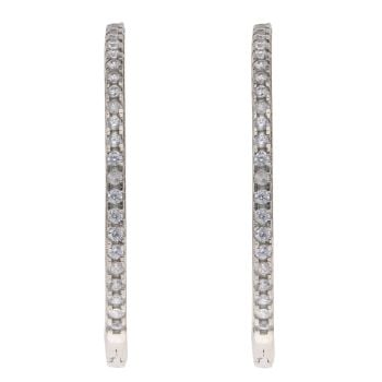 Silver Cubic Zirconia Hoop Earrings by Icesia