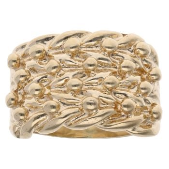 9ct Yellow Gold Four Row Keeper Ring