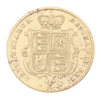 1864 Victoria Young Head Shield Back UK Half Sovereign Coin