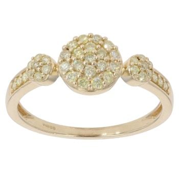9ct Yellow Gold 0.30ct Brilliant Cut Yellow Diamond Cluster Ring