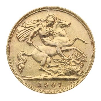 1907 Edward VII Large Head UK Half Sovereign Coin