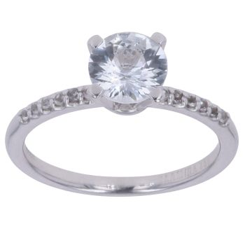 18ct White Gold White Sapphire Solitaire Ring