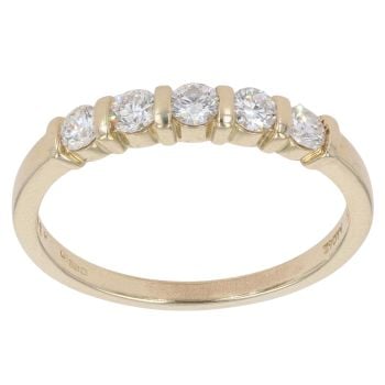 9ct Yellow Gold 0.50ct Brilliant Cut Diamond Five Stone Ring