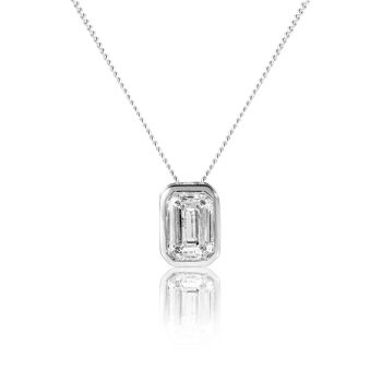 9ct White Gold 0.50ct Emerald Cut Lab Grown Diamond Slider Pendant Gold