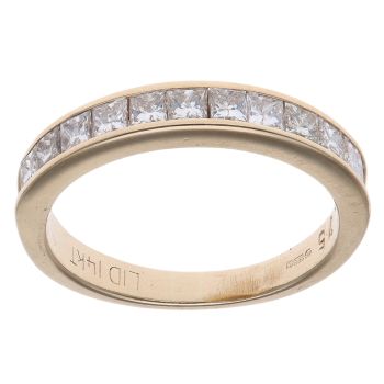 14ct Yellow Gold 0.75ct Princess Cut Diamond Half Eternity Ring