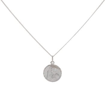 Silver Jesus Medal Pendant And Chain 18" By Icesia