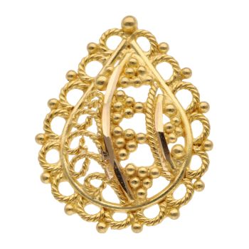 22ct Yellow Gold Patterned Pear Shape Nose Stud